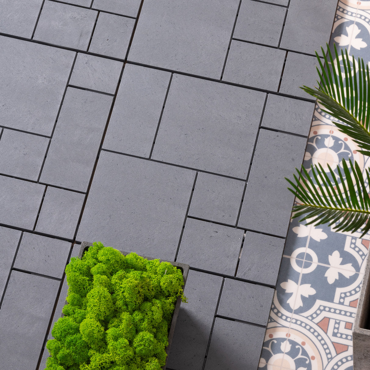 Mosaic Garden Patio Interlocking Composite Decking Tiles - Light Grey - Pack of 10