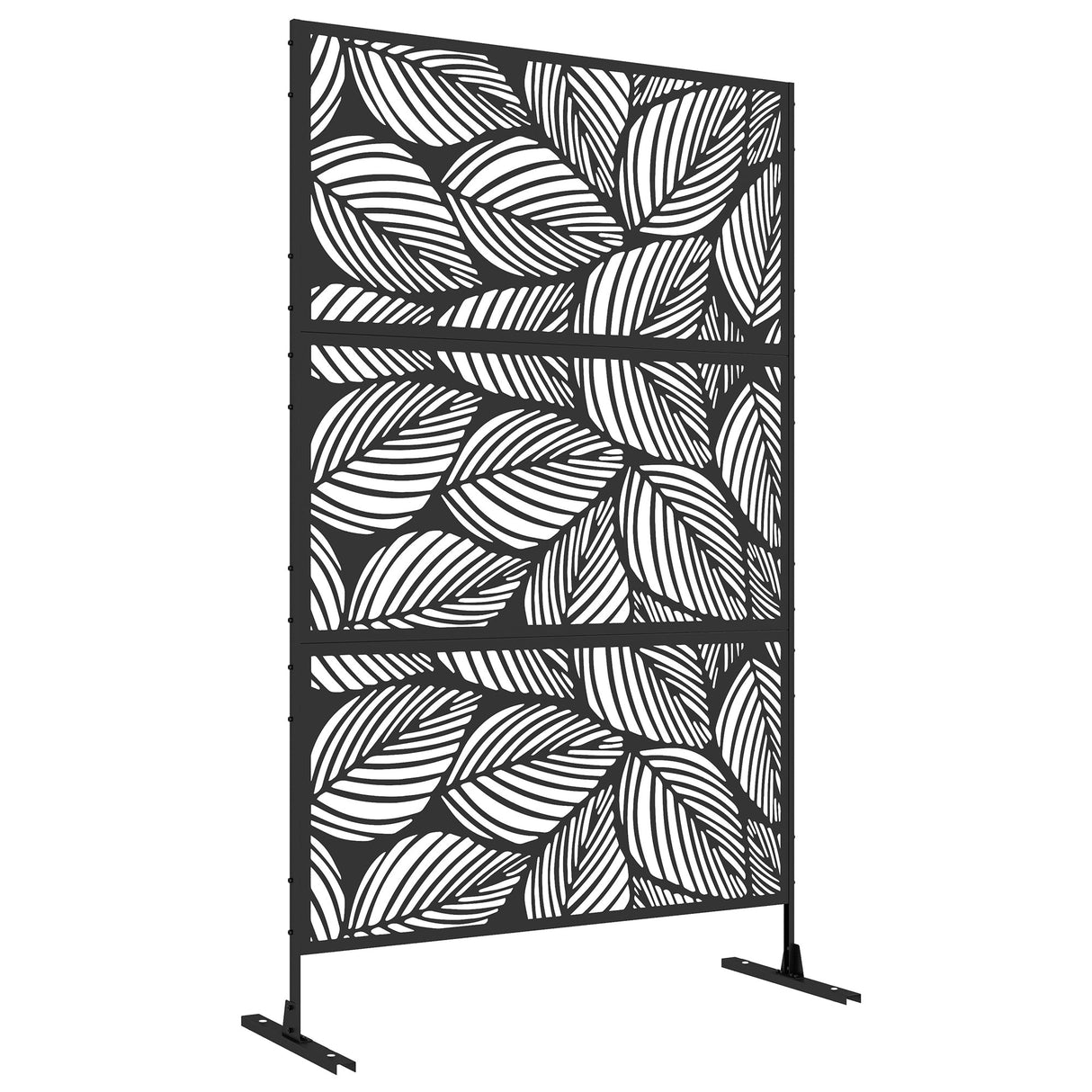 Freestanding Outdoor Privacy Screen with Stand 122cm x 198cm - Black Leaf
