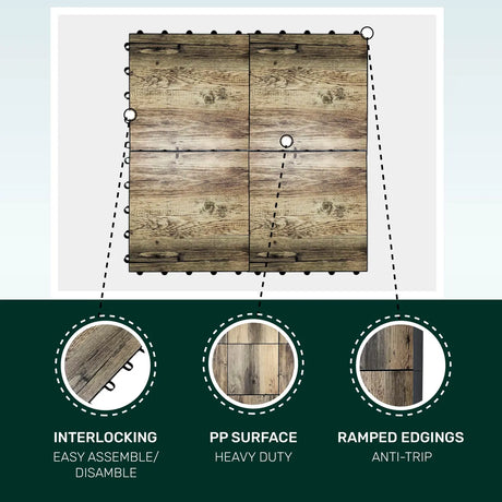 Oak Wood Effect Portable Modular Floor Kit 46cm x 46cm