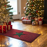 Christmas Star PVC Spaghetti Doormat - Red, Black & Green Design