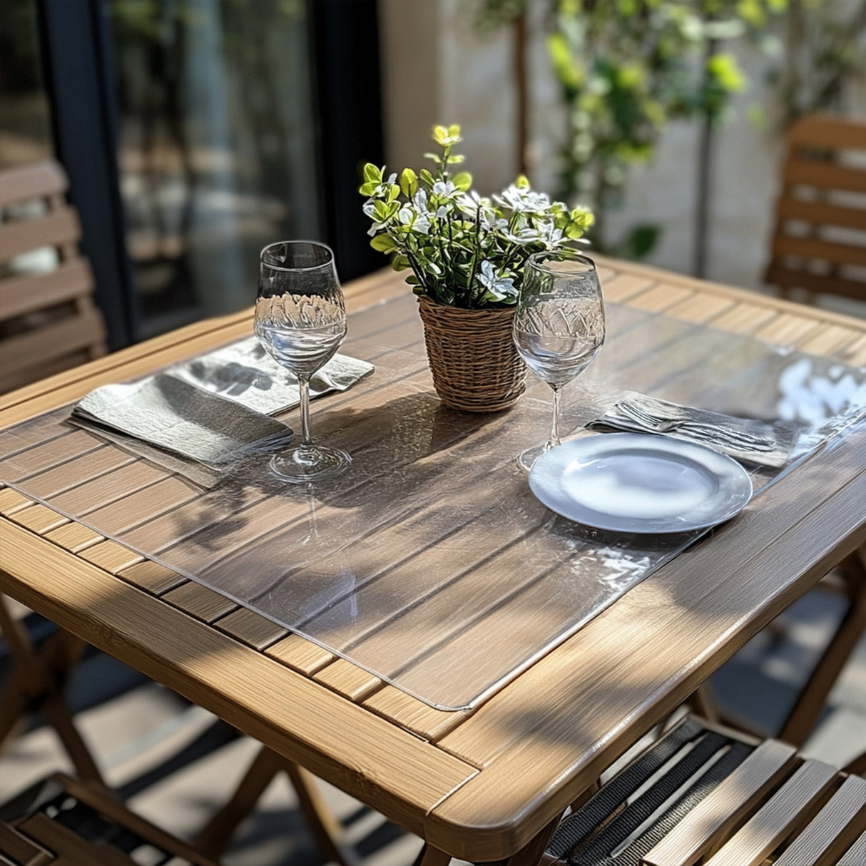 PVC Square Table Cover - Transparent