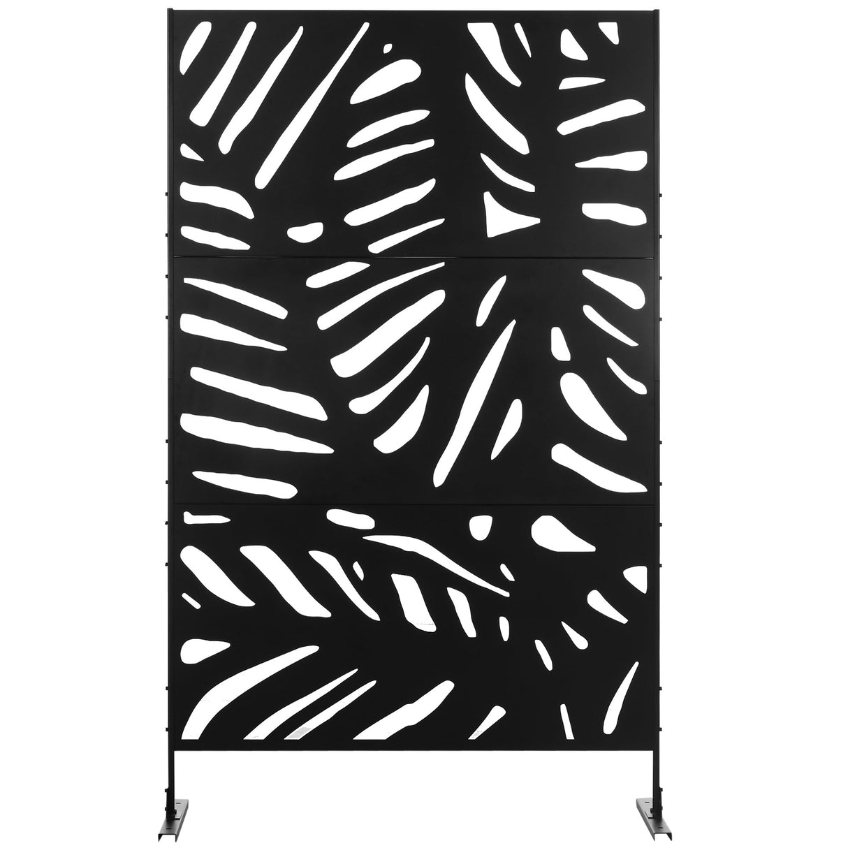 Freestanding Outdoor Privacy Screen, Decorative Metal Garden Divider with Stand for Deck, Pool, 48" x 78" Black
