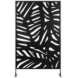 Freestanding Outdoor Privacy Screen, Decorative Metal Garden Divider with Stand for Deck, Pool, 48" x 78" Black
