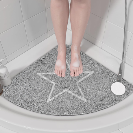Embossed Spaghetti Loofah Anti Slip Shower Mat - Star