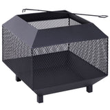 Metal Fire Pit, Square Steel-Black | Outdoor Heating