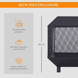 Metal Fire Pit, Square Steel-Black | Outdoor Heating