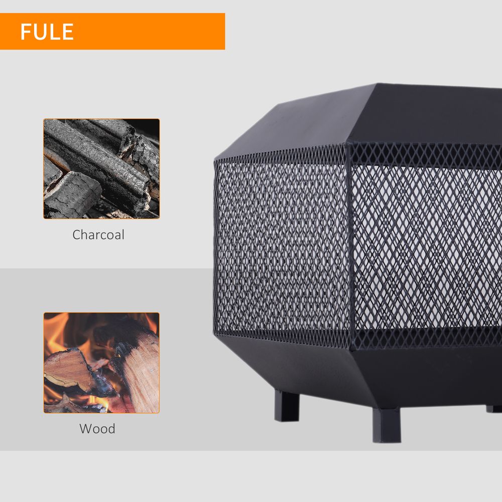 Metal Fire Pit, Square Steel-Black | Outdoor Heating
