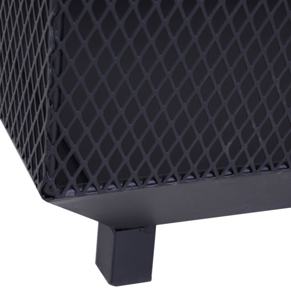 Metal Fire Pit, Square Steel-Black | Outdoor Heating