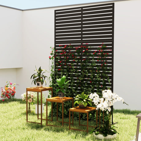Freestanding Outdoor Privacy Screen with Stand 122cm x 198cm - Slats