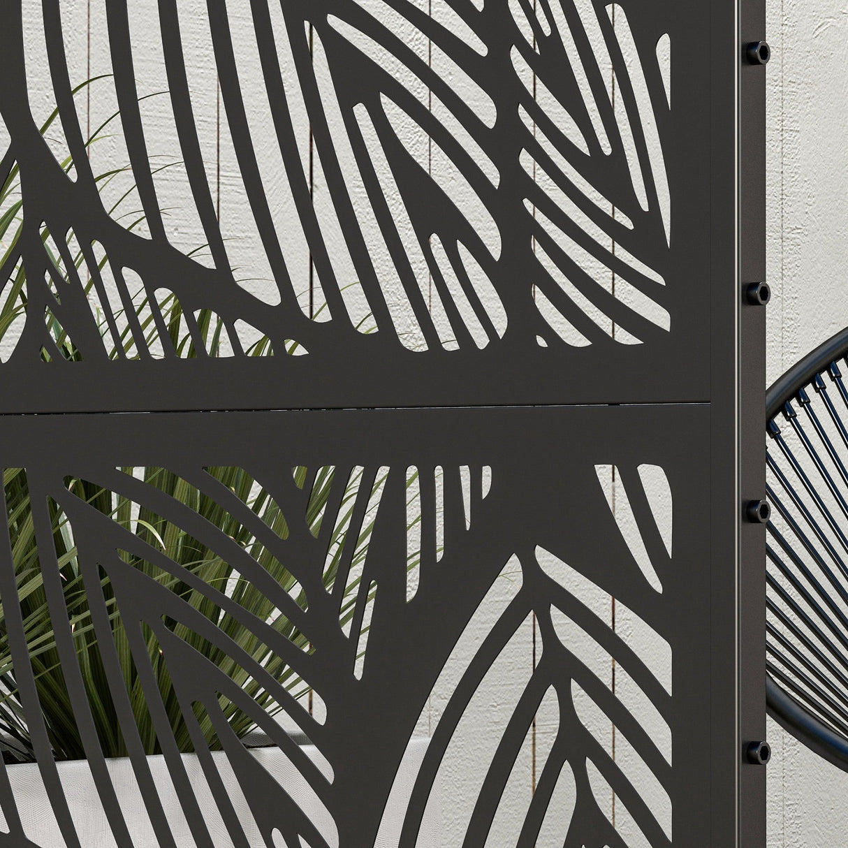 Freestanding Outdoor Privacy Screen with Stand 122cm x 198cm - Black Leaf