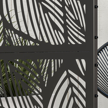 Freestanding Outdoor Privacy Screen with Stand 122cm x 198cm - Black Leaf