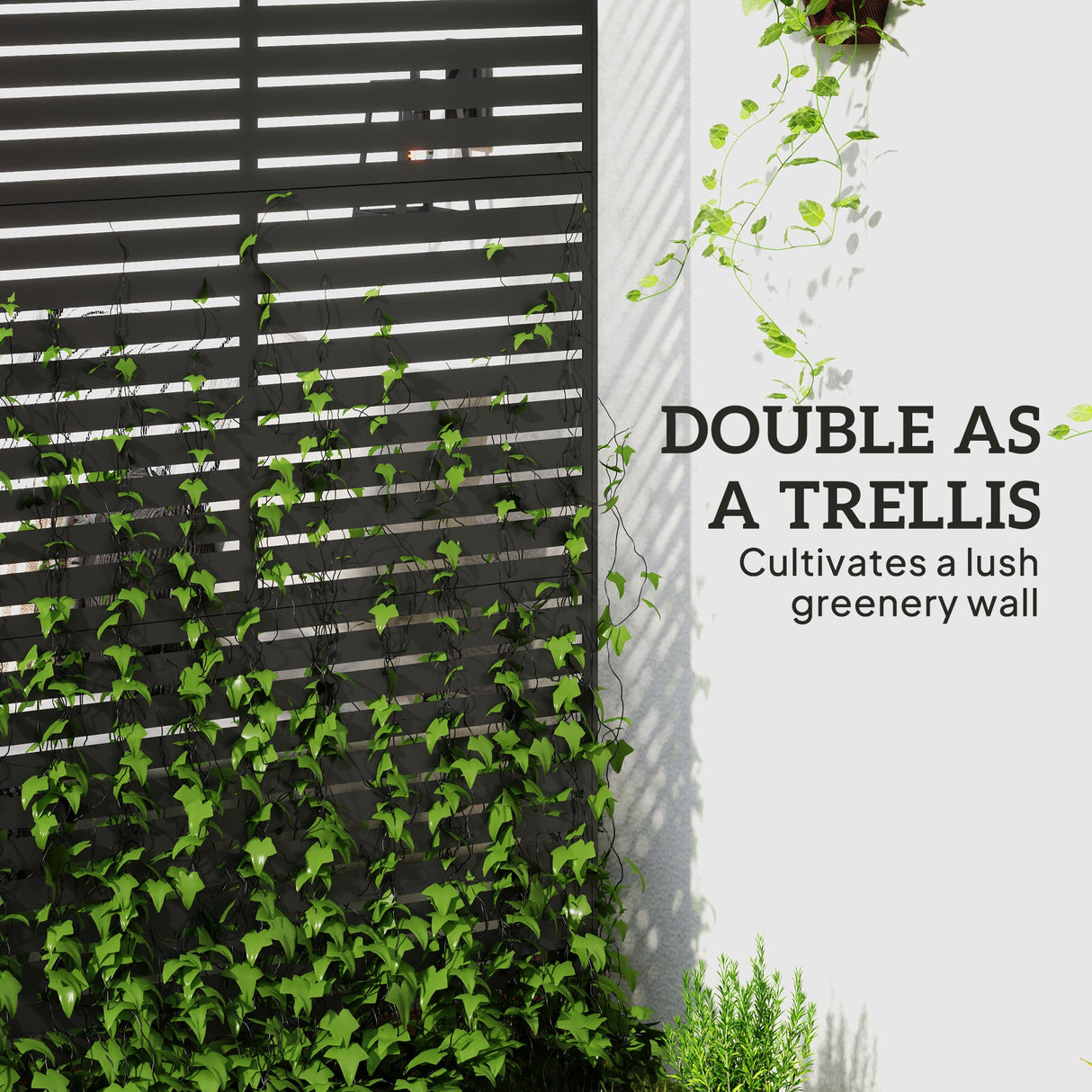 Freestanding Outdoor Privacy Screen with Stand 122cm x 198cm - Slats