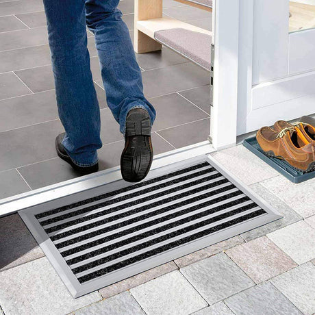 Nicoman Aluminium Door Mat with Carpet, Brushes, Slats or Both, Dirt Trapper Mats