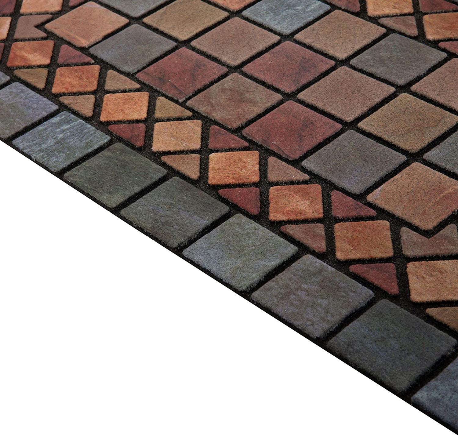 Nicoman Elegant Tile Effect Doormat - Blue Edge