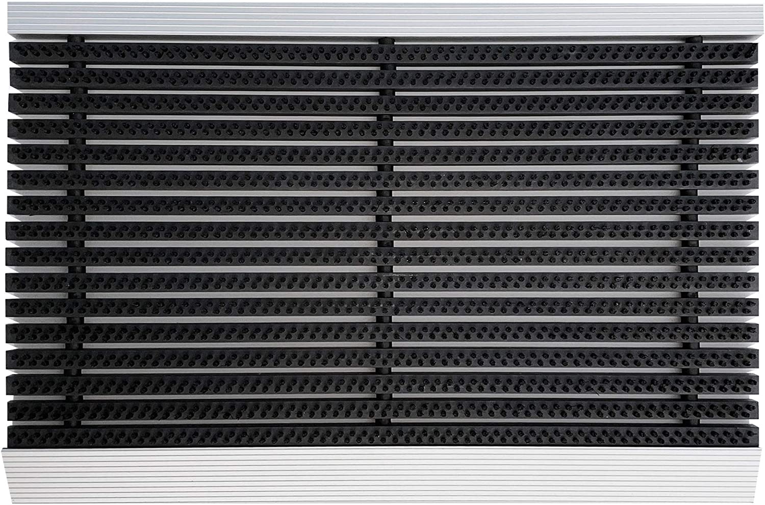 Nicoman Aluminium Door Mat with Slats & Black Brushes
