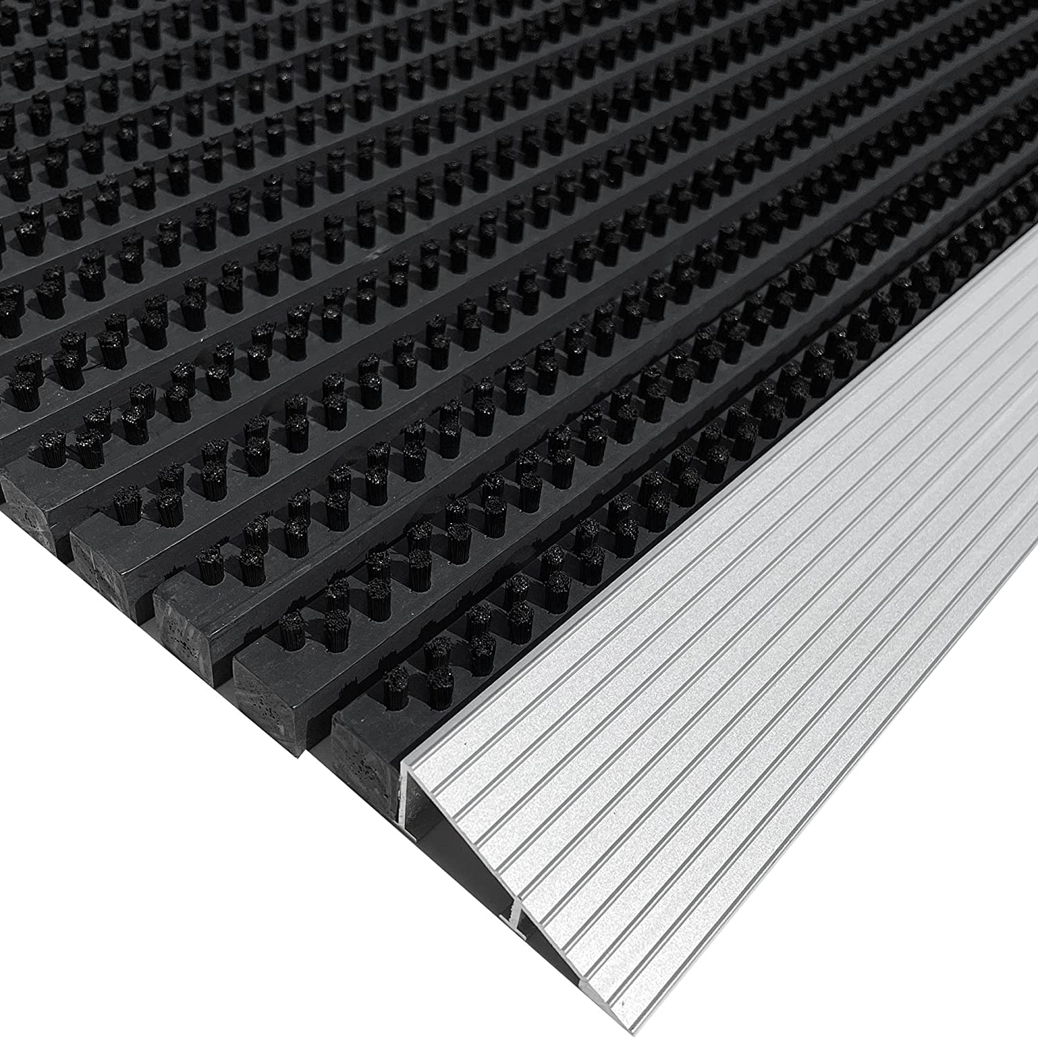 Nicoman Aluminium Door Mat with Slats & Black Brushes