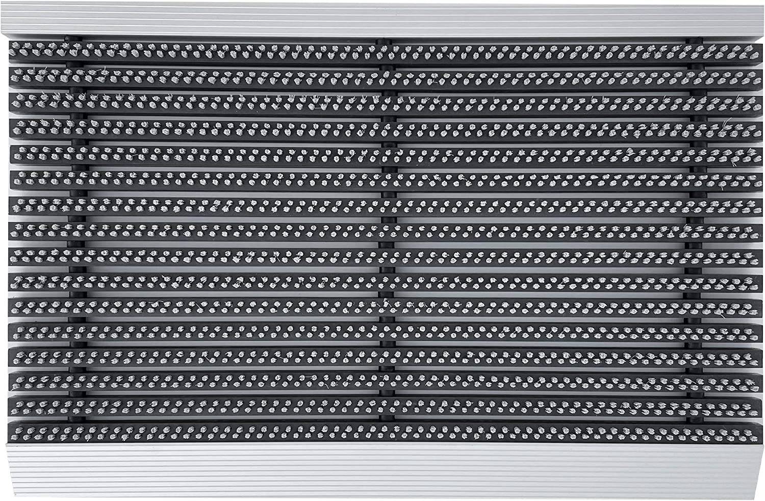 Nicoman Aluminium Door Mat with Slats & Grey Brushes