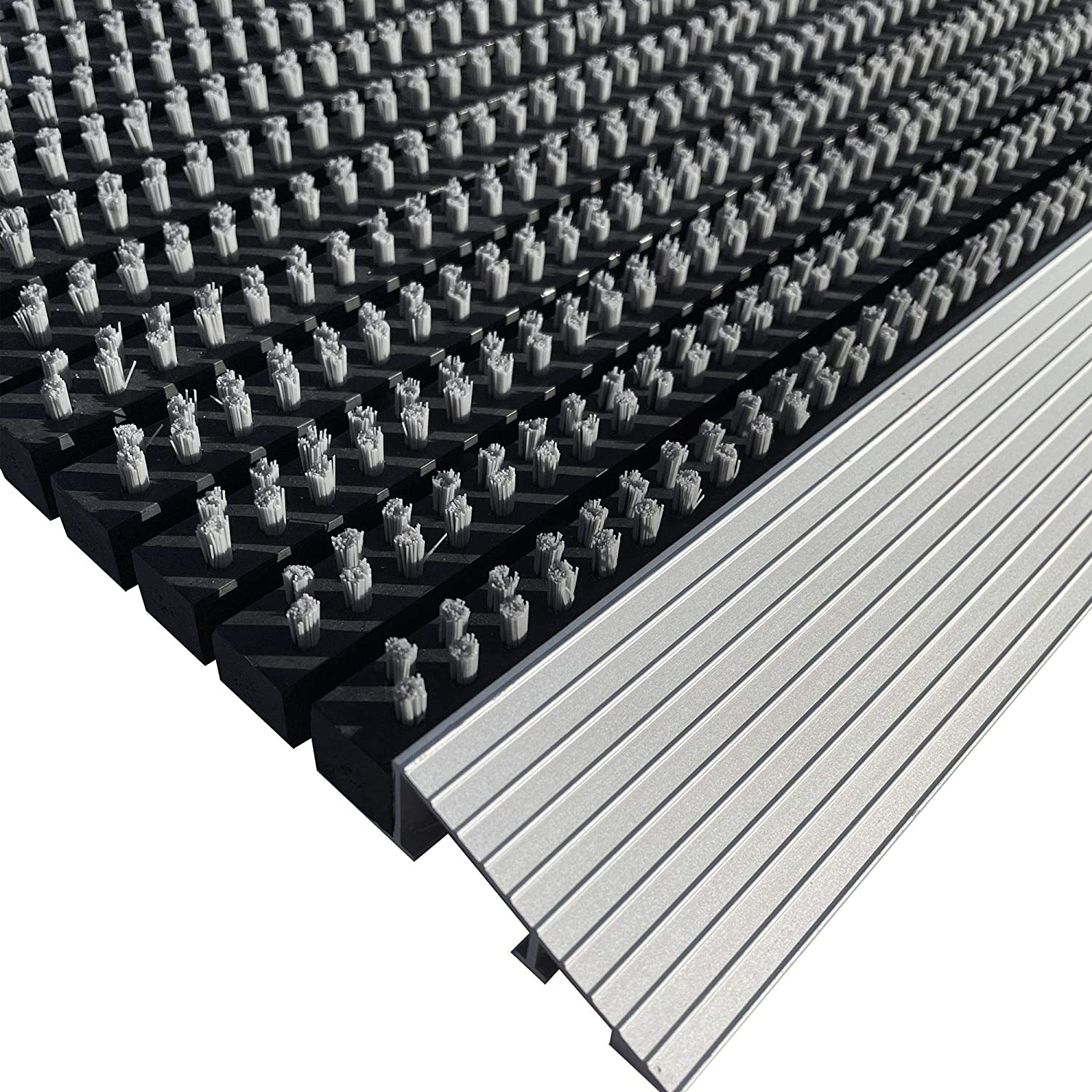 Nicoman Aluminium Door Mat with Slats & Grey Brushes