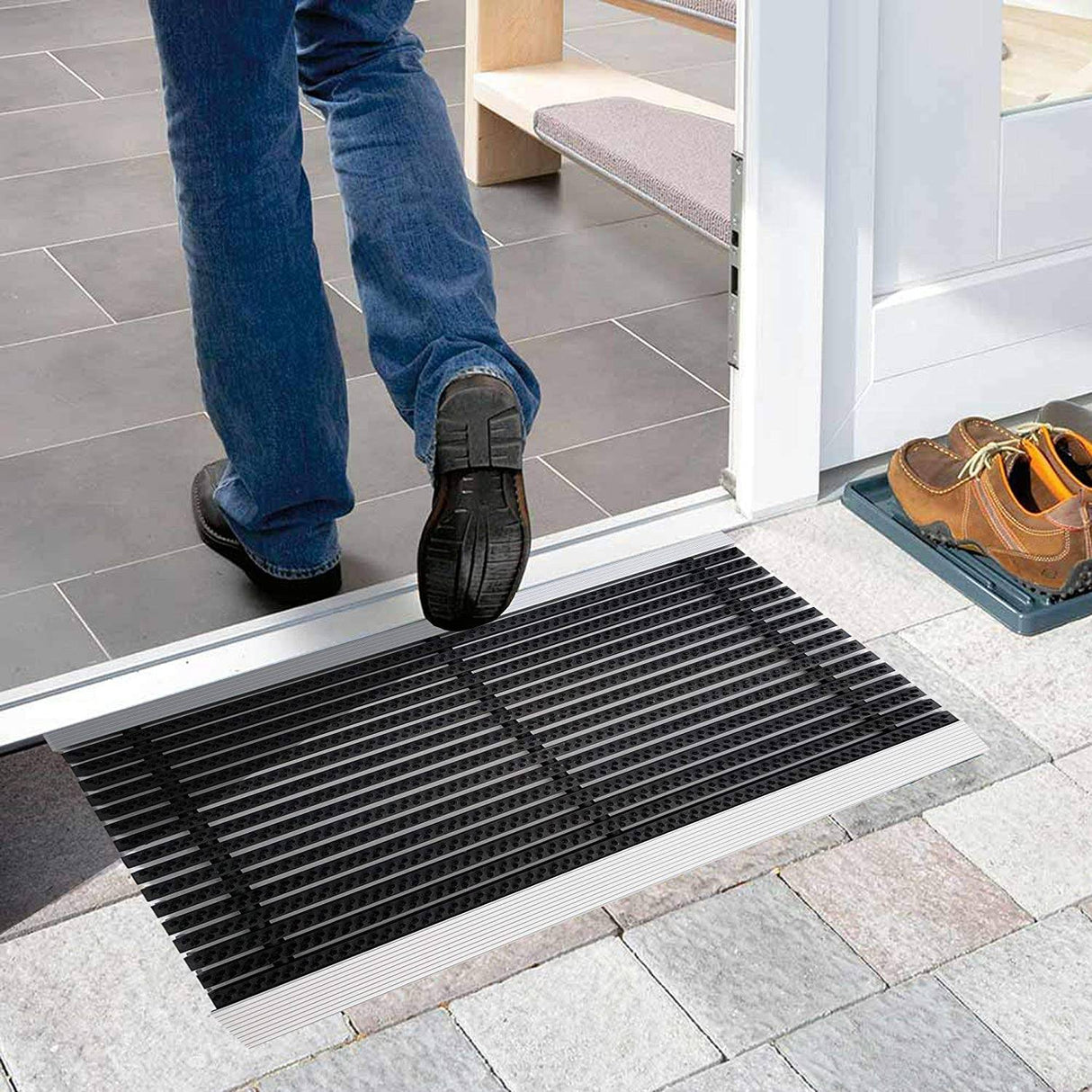 Nicoman Aluminium Door Mat with Carpet, Brushes, Slats or Both, Dirt Trapper Mats