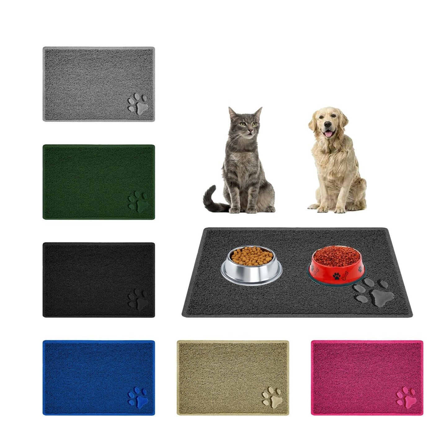 Pet Feeding Mat, Mini Paw Design 75 x 44 cm